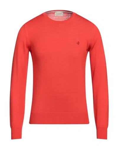Brooksfield Man Sweater Orange Size 36 Virgin Wool In Red