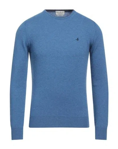 Brooksfield Man Sweater Pastel Blue Size 48 Virgin Wool