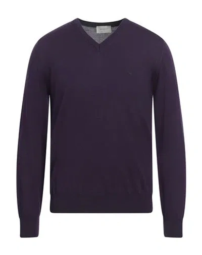 Brooksfield Man Sweater Purple Size 44 Virgin Wool