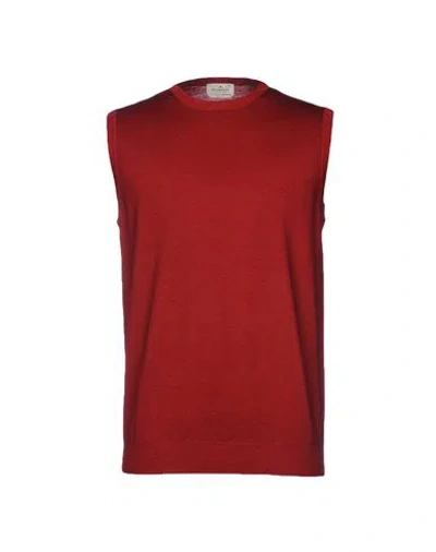 Brooksfield Man Sweater Burgundy Size 36 Virgin Wool In Red