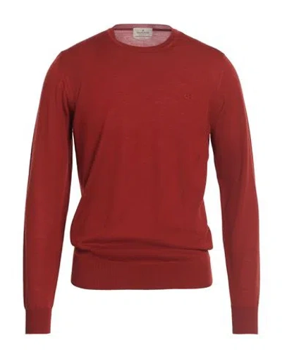 Brooksfield Man Sweater Rust Size 40 Virgin Wool