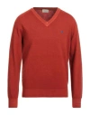 Brooksfield Man Sweater Rust Size 44 Virgin Wool In Red