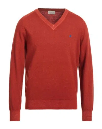 Brooksfield Man Sweater Rust Size 44 Virgin Wool In Red