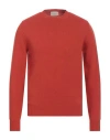 Brooksfield Man Sweater Rust Size 46 Virgin Wool, Cashmere In Red