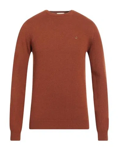 Brooksfield Man Sweater Rust Size 46 Wool, Polyamide In Red