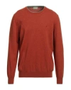 Brooksfield Man Sweater Rust Size 48 Virgin Wool In Red