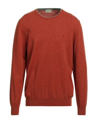 Brooksfield Man Sweater Rust Size 48 Virgin Wool In Red