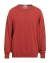 Brooksfield Man Sweater Rust Size 50 Virgin Wool In Red