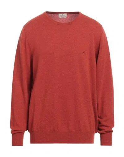 Brooksfield Man Sweater Rust Size 50 Virgin Wool In Red