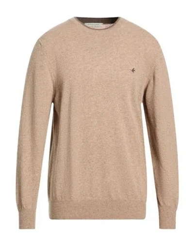 Brooksfield Man Sweater Sand Size 44 Virgin Wool In Brown