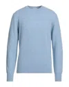 Brooksfield Man Sweater Sky Blue Size 46 Virgin Wool, Polyamide