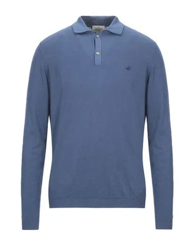 Brooksfield Man Sweater Slate Blue Size 40 Cotton, Wool