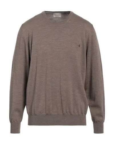 Brooksfield Man Sweater Taupe Size 48 Virgin Wool In Grey