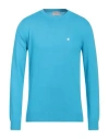Brooksfield Man Sweater Turquoise Size 44 Cotton In Blue