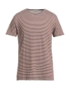 Brooksfield Man T-shirt Brown Size Xxl Linen, Cotton In Brown