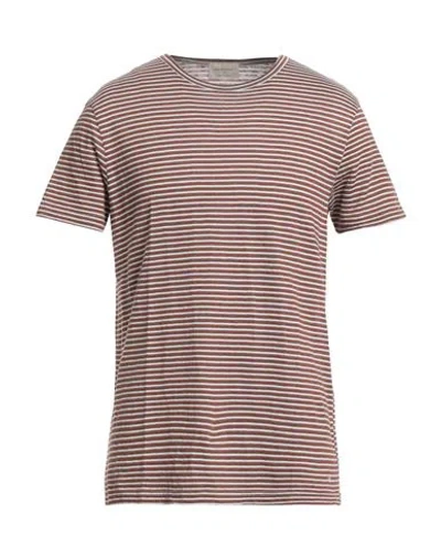 Brooksfield Man T-shirt Brown Size Xxl Linen, Cotton
