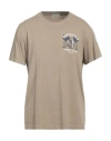 Brooksfield Man T-shirt Khaki Size Xxl Cotton In Beige