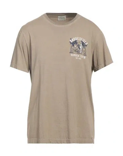 Brooksfield Man T-shirt Khaki Size Xxl Cotton In Beige