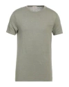 Brooksfield Man T-shirt Military Green Size L Linen, Elastane In Green