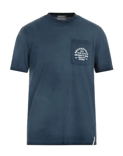 Brooksfield Man T-shirt Slate Blue Size 3xl Cotton