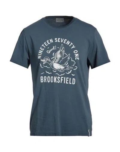 Brooksfield Man T-shirt Slate Blue Size 3xl Cotton