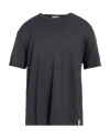 Brooksfield Man T-shirt Charcoal Size Xs Linen, Elastane In Grey