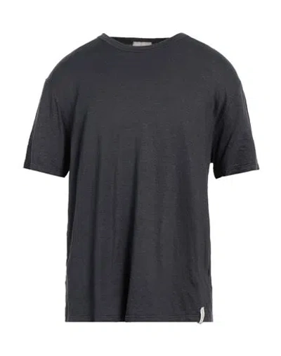 Brooksfield Man T-shirt Charcoal Size Xs Linen, Elastane In Grey