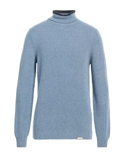Brooksfield Man Turtleneck Azure Size 44 Virgin Wool, Polyamide In Blue