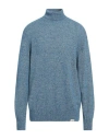 Brooksfield Man Turtleneck Azure Size 48 Virgin Wool, Polyamide In Blue