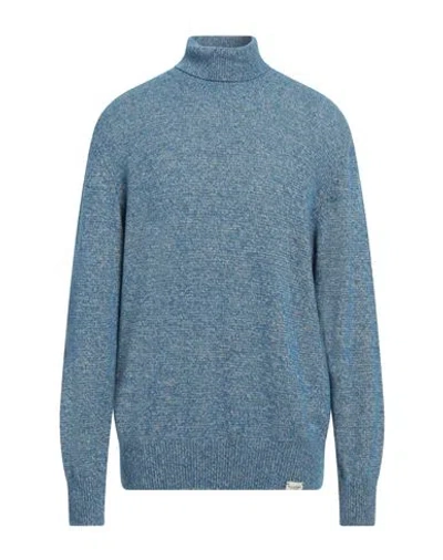 Brooksfield Man Turtleneck Azure Size 48 Virgin Wool, Polyamide In Blue