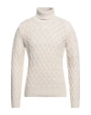 Brooksfield Man Turtleneck Beige Size 44 Polyamide, Viscose, Wool, Cashmere