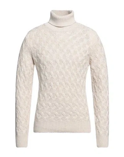 Brooksfield Man Turtleneck Beige Size 44 Polyamide, Viscose, Wool, Cashmere