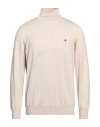 Brooksfield Man Turtleneck Beige Size 44 Virgin Wool