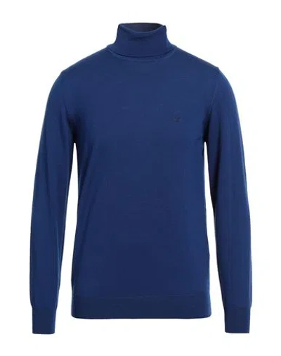 Brooksfield Man Turtleneck Blue Size 44 Virgin Wool