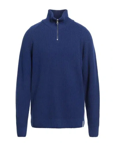 Brooksfield Man Turtleneck Bright Blue Size 46 Polyamide, Viscose, Wool, Cashmere