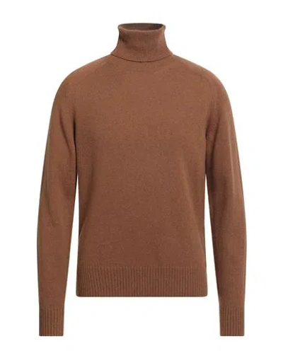 Brooksfield Man Turtleneck Brown Size 40 Cashmere