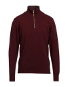 Brooksfield Man Turtleneck Burgundy Size 40 Wool, Polyamide In Red