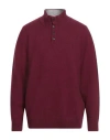 Brooksfield Man Turtleneck Burgundy Size 48 Wool In Red