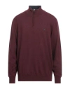 Brooksfield Man Turtleneck Burgundy Size 50 Virgin Wool In Red