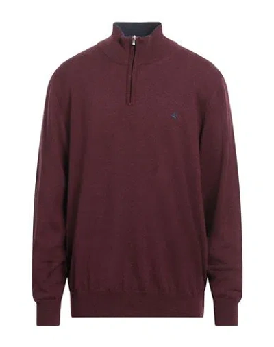 Brooksfield Man Turtleneck Burgundy Size 50 Virgin Wool In Red
