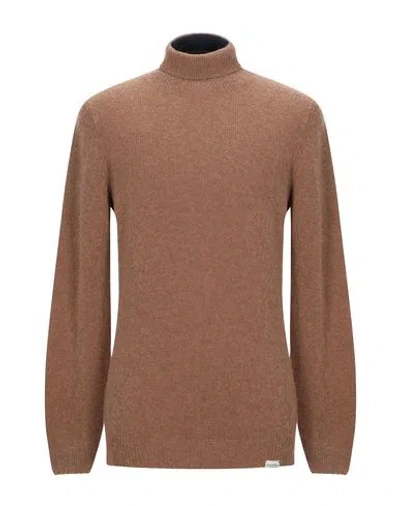 Brooksfield Man Turtleneck Camel Size 46 Virgin Wool, Nylon In Beige