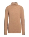 Brooksfield Man Turtleneck Camel Size 46 Wool, Polyamide In Beige