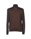 Brooksfield Man Turtleneck Chocolate Brown Size 46 Virgin Wool In Brown