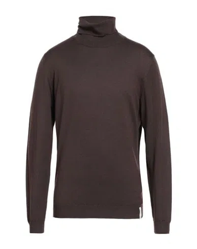 Brooksfield Man Turtleneck Dark Brown Size 44 Virgin Wool