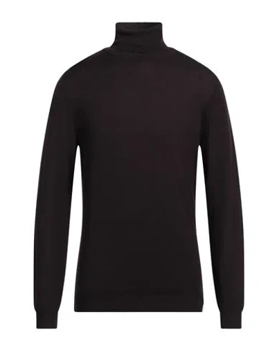 Brooksfield Man Turtleneck Dark Purple Size 44 Virgin Wool