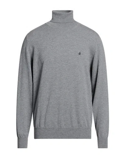 Brooksfield Man Turtleneck Grey Size 46 Virgin Wool In Gray