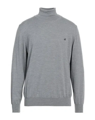 Brooksfield Man Turtleneck Grey Size 46 Virgin Wool In Gray
