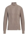 Brooksfield Man Turtleneck Khaki Size 48 Polyamide, Viscose, Wool, Cashmere In Beige