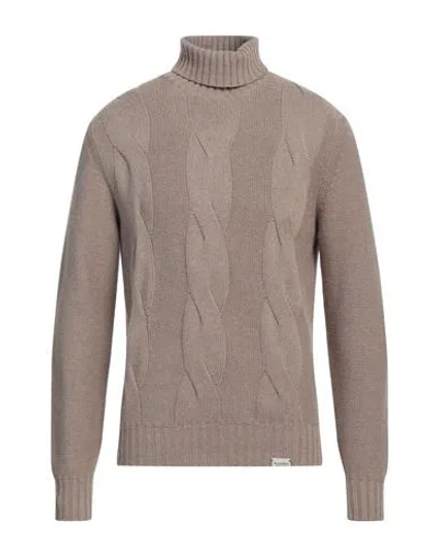 Brooksfield Man Turtleneck Khaki Size 48 Polyamide, Viscose, Wool, Cashmere In Beige