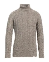 Brooksfield Man Turtleneck Khaki Size 44 Textile Fibers, Cotton, Wool, Cashmere In Beige